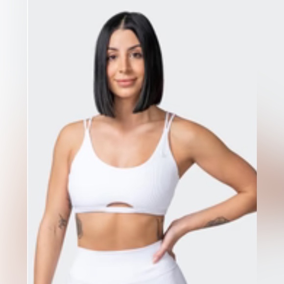 Muscle Nation All Day Rib Bra SMALL White - Picture 1 of 4